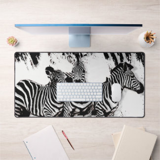 Three Zebras Painting Desk Mat