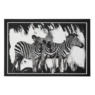 Three Zebras Painting Faux Canvas Print