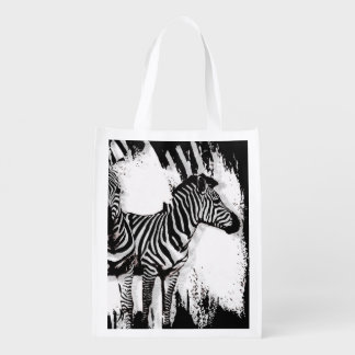Three Zebras Painting Grocery Bag