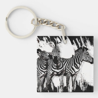 Three Zebras Painting Keychain