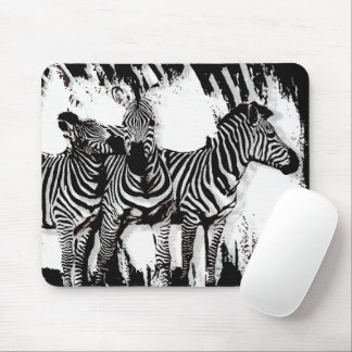 Three Zebras Painting Mouse Pad