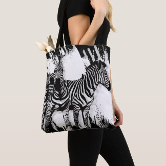 Three Zebras Painting Tote Bag