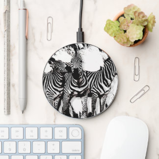 Three Zebras Painting Wireless Charger