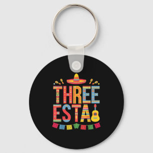 Threeesta 3rd birthday fiesta sombrero mexican keychain