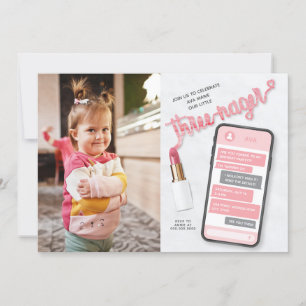 Threenage Girl's Third Birthday Photo Invitation