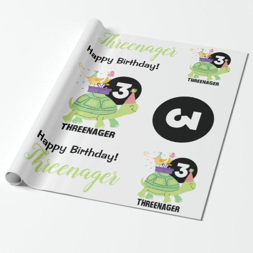 THREENAGER 30 in x 6 ft Wrapping Paper Wrapping Wrapping Paper