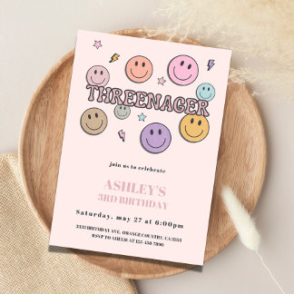 Threenager Birthday Invitation, 3rd Birthday Invitation