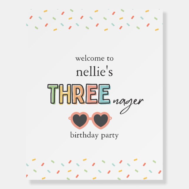 Threenager Birthday Party Welcome Sign (Front)