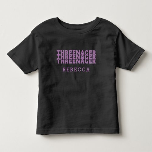 Threenager Retro Lettering Name Lilac Toddler T_shirt