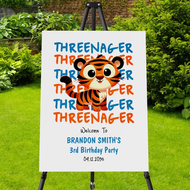 Threenager Tiger Boy 3 Birthday Party Welcome Sign (Threenager Tiger Boy 3 Birthday Party Welcome Sign
)