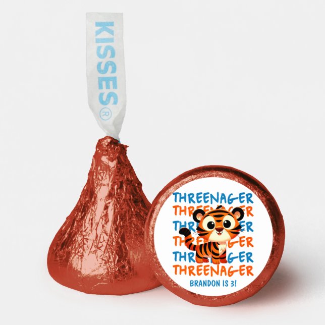 Threenager Tiger Boy 3rd Birthday Party Hershey®'s Kisses® (Front)