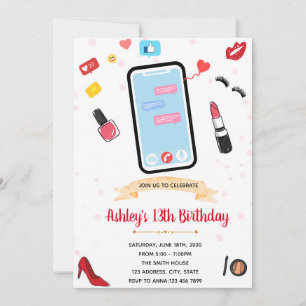 Threenager tween teen birthday invitation