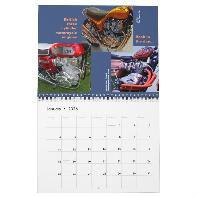 Three's Engine Calendar 2014 mid size (Jan 2026)