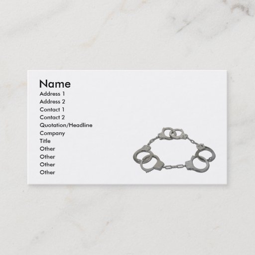 Customizable ThreeStrikesHandcuffs103110, Name, Address 1, A... Business Card Templates