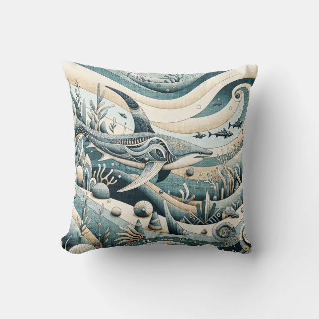 Thresher Shark  Throw Pillow (Front)