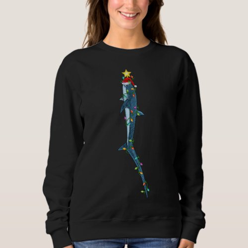 Thresher Shark Xmas Tree Lighting Santa Shark Fish Sweatshirt