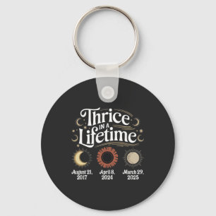 Thrice in a Lifetime 2025 Solar Eclipse Astronomy Keychain