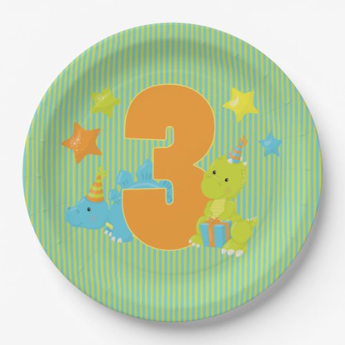 Thrid Birthday _ Baby Dinosaur Party Paper Plates