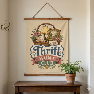 Thrift Hunt Club Vintage Cottagecore Hanging Tapestry