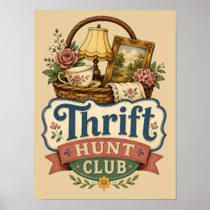 Thrift Hunt Club Vintage Cottagecore Poster