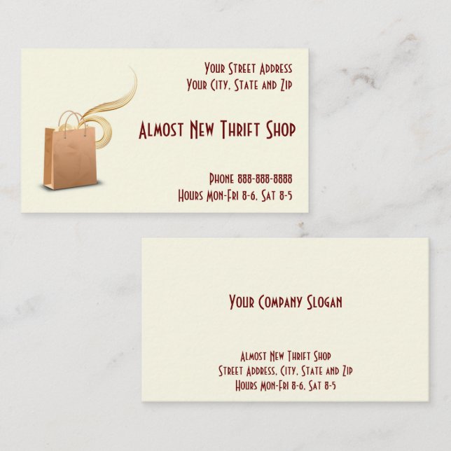 Thrift Shop Second Hand Store Business Card (Front/Back)