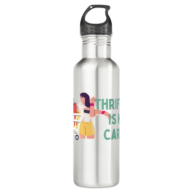 Thrifting Is My Cardio Stainless Steel Water Bottl Bottle (Front)