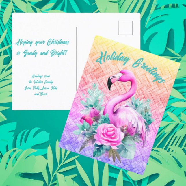 Thrifty Customized Tropical Pink Flamingo  Postcard (Personalize it!)