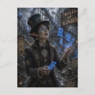 Thrill / Magician / Roller Coaster Postcard