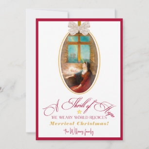 Thrill of Hope Burgundy Red Photo Merry Christmas Holiday Card