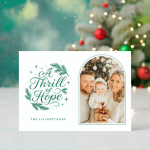 Thrill of Hope Green Religious Holiday Letterpress Photo Cards
