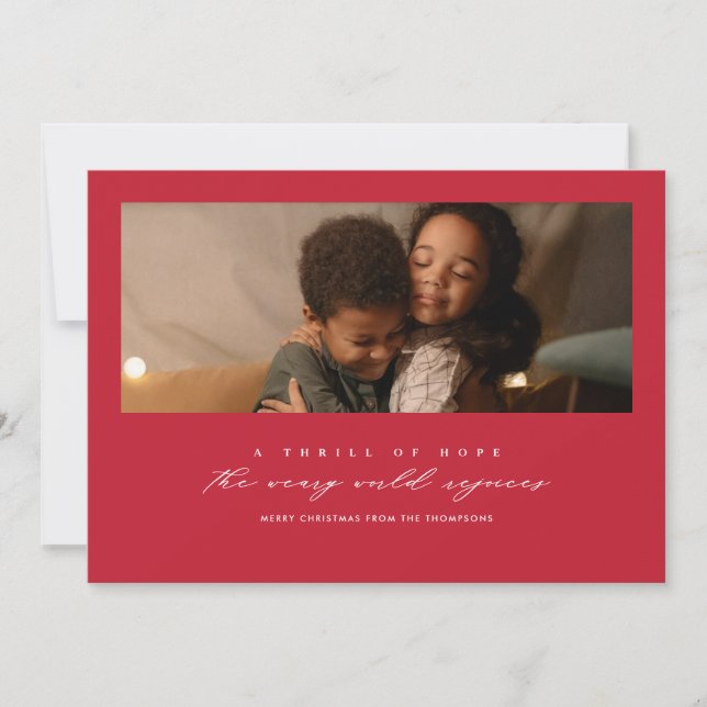 Thrill of Hope Red Photo Holiday Card (Front)