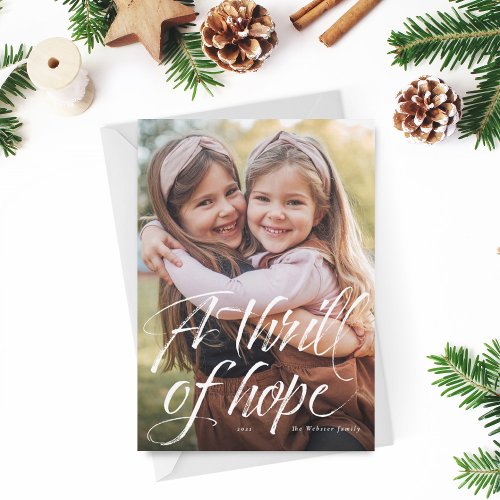 Thrill of hope religious green photo holiday card