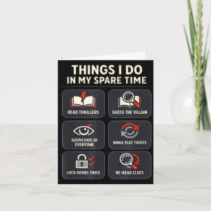 Thriller reader things do in spare time book lover card