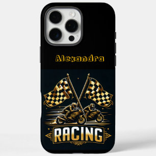 Thrilling motorcycle racing and flags! iPhone 16 pro max case