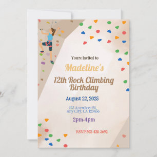 Thrilling Rock Climbing Party Birthday Invitation