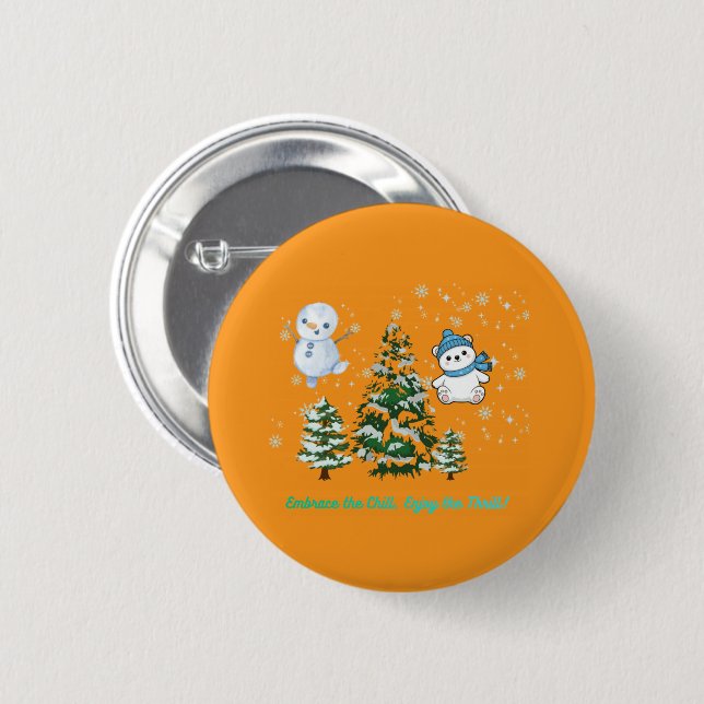 Thrilling winter orange button (Front & Back)