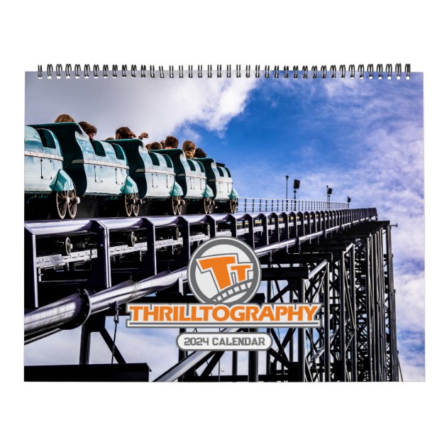 Thrilltography Roller Coaster Calendar 2024 LG Zazzle