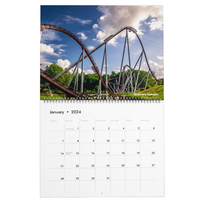 Thrilltography Roller Coaster Calendar 2024 LG Zazzle