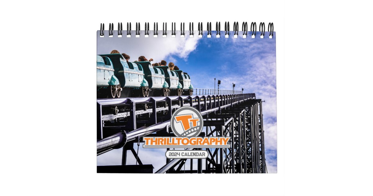 Thrilltography Roller Coaster Calendar 2024 (SM) Zazzle