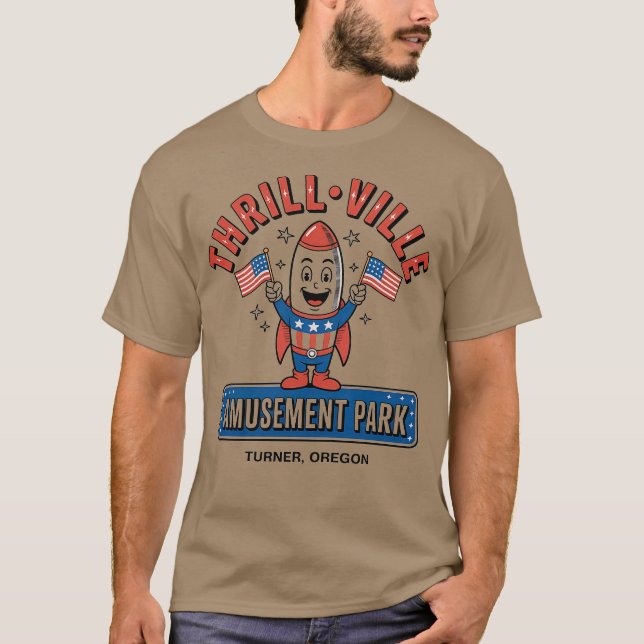 Thrillville USA Turner, Oregon Retro 1980s T-Shirt (Front)