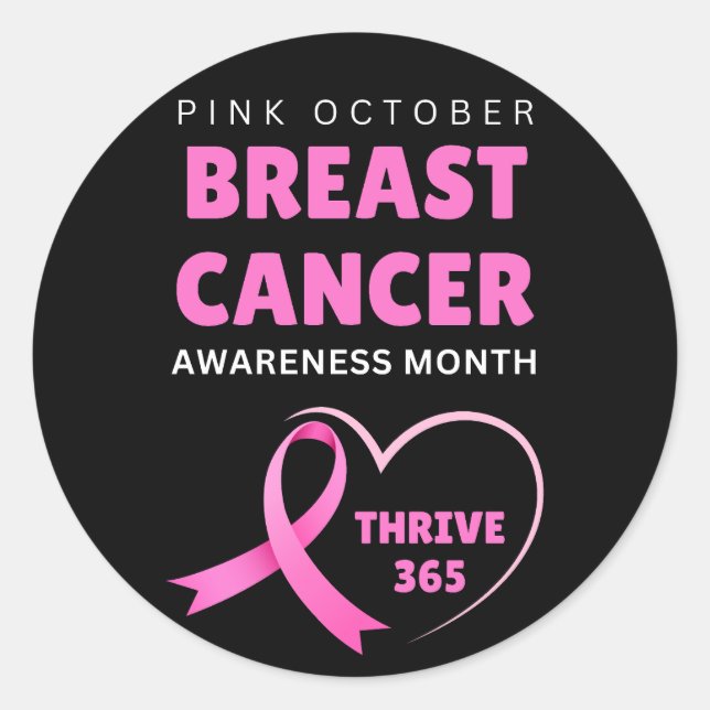 Thrive 365 Breast Cancer Awareness Month Classic Round Sticker (Front)