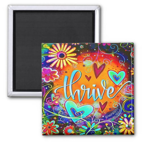 Thrive Floral Pretty Hearts Colorful Inspirivity Magnet