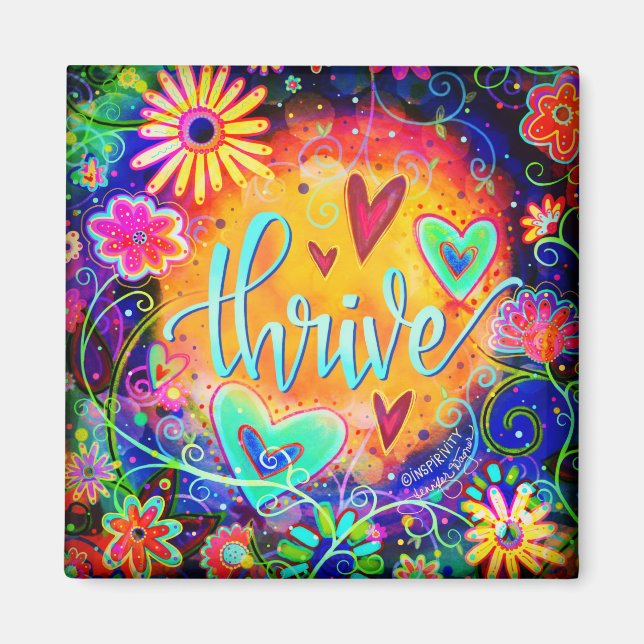 Thrive Fun Floral Trendy ONE WORD Inspirivity Magnet (Front)
