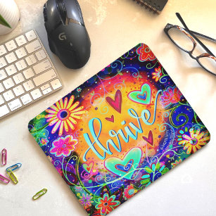 Thrive Inspirivity Colorful Heart Flower Fun Mouse Pad