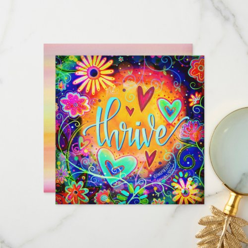 Thrive Pretty Colorful Fun Floral Inspirational Thank You Card