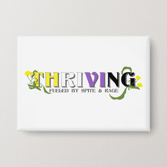 Thriving Non-binary Pride Button (Front)