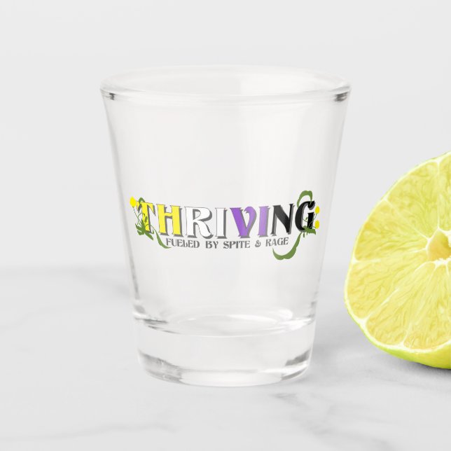 Thriving Non-binary Pride Shot Glass (Front)