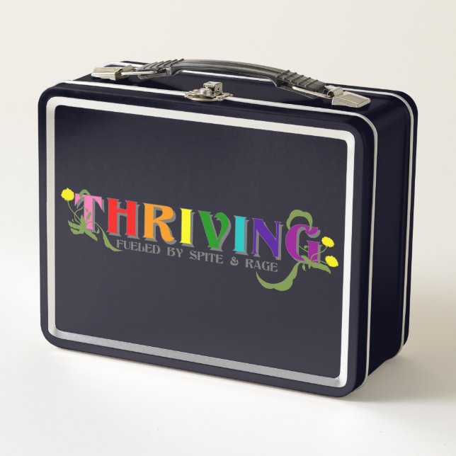 Thriving Rainbow Pride Metal Lunch Box (Front)