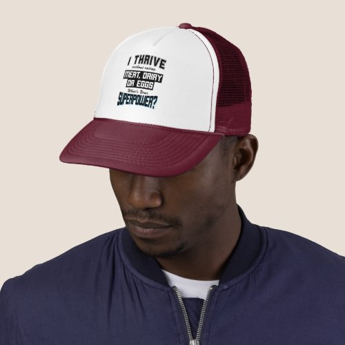 Thriving Vegan Superpower blk Trucker Hat