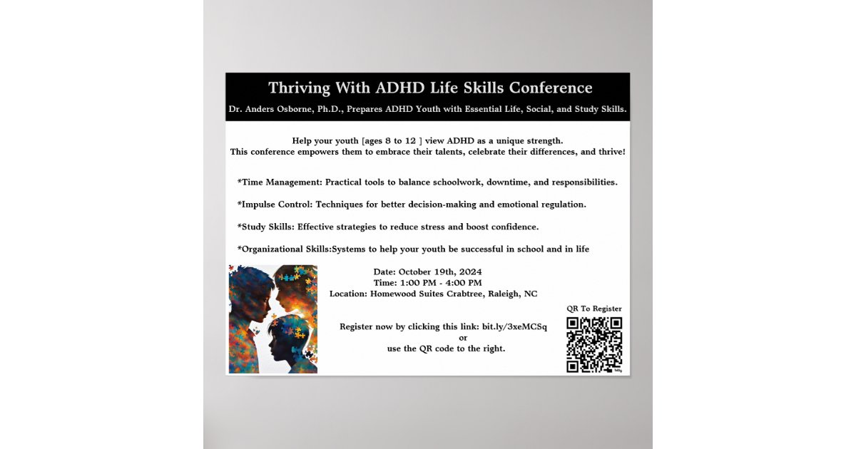 Thriving With ADHD Conference In Oct.NC. Poster | Zazzle